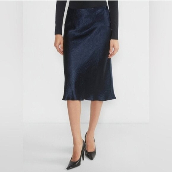 BABATON Satin Slip Midi Skirt Blue 00 Aritzia - Picture 5 of 16